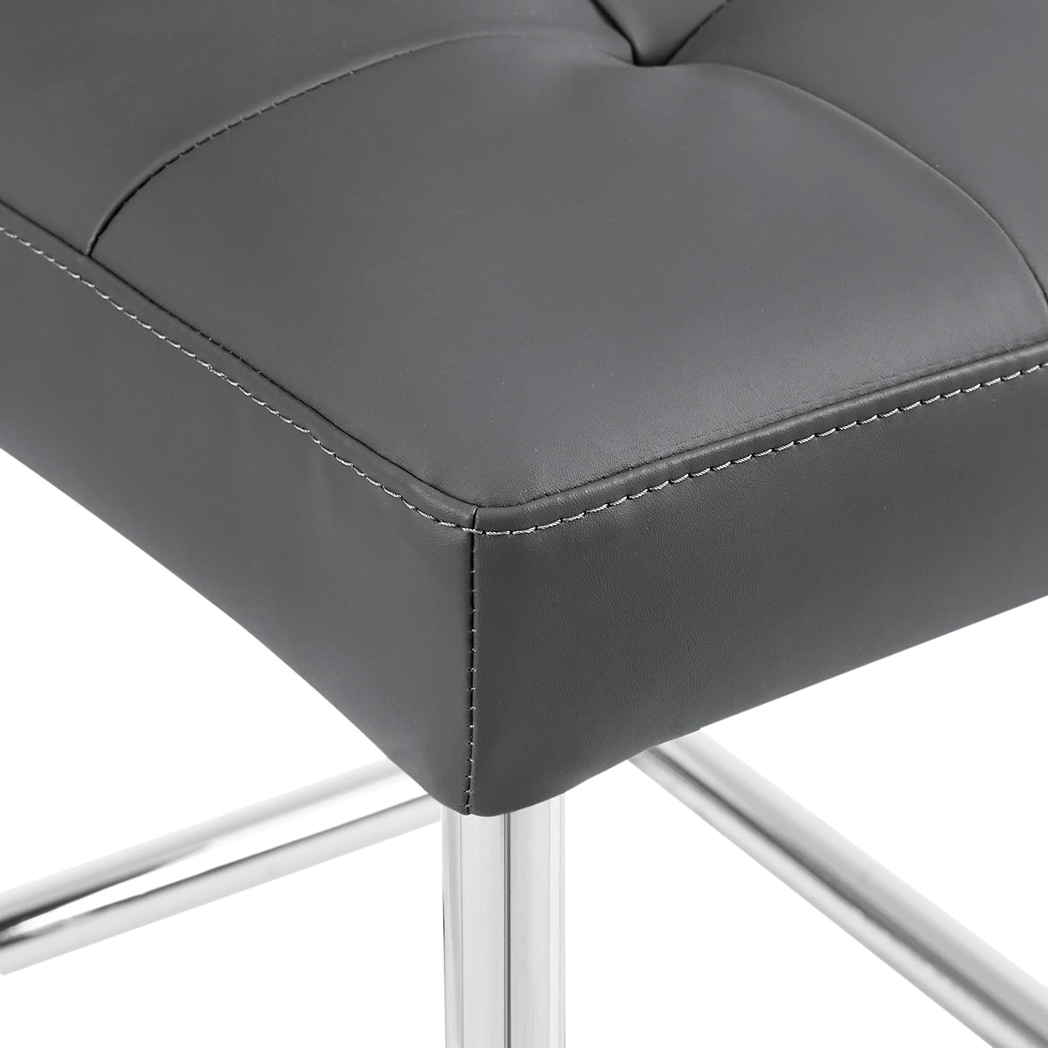 Keyston Set Of 2 Dark Grey PU Leather Upholstered Dining Chairs With Chrome Legs 10 Keyston Set Of 2 Dark Grey PU Leather Upholstered Dining Chairs With Chrome Legs - Image 10