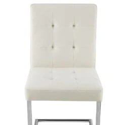 Keyston Set Of 2 Cream White PU Leather Upholstered Dining Chairs With Chrome Legs -Daals Store DCH 2140 WHITE PU 2P detail1