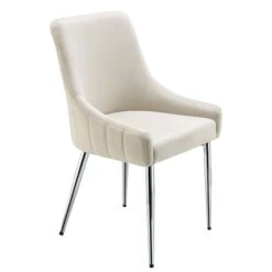 Garnet Set Of 2 Champagne Velvet Upholstered Dining Chairs With Back Handle -Daals Store DCH 2141 CHAMP VEL 2P WB2