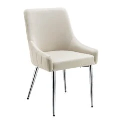 Garnet Set Of 2 Champagne Velvet Upholstered Dining Chairs With Back Handle -Daals Store DCH 2141 CHAMP VEL 2P WB4