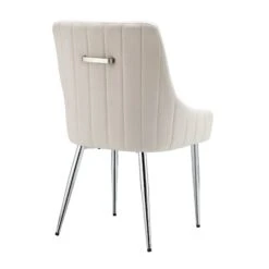 Garnet Set Of 2 Champagne Velvet Upholstered Dining Chairs With Back Handle -Daals Store DCH 2141 CHAMP VEL 2P WB6