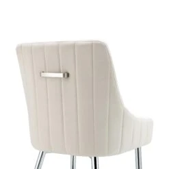 Garnet Set Of 2 Champagne Velvet Upholstered Dining Chairs With Back Handle -Daals Store DCH 2141 CHAMP VEL 2P detail4