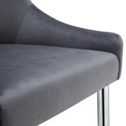 Garnet Set of 2 Dark Grey Velvet Dining Chairs - Modern Fluted Back with Chrome Handle 23 Garnet Set of 2 Dark Grey Velvet Dining Chairs - Modern Fluted Back with Chrome Handle -Daals Store DCH 2141 GREY VEL 2P detail3