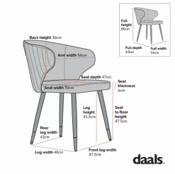 Langham Set Of 2 Grey Velvet Upholstered Carver Dining Chairs -Daals Store DCH 2143 2P CHART 5