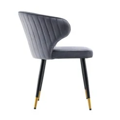 Langham Set Of 2 Grey Velvet Upholstered Carver Dining Chairs -Daals Store DCH 2143 GREY VEL 2P WB5