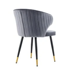 Langham Set Of 2 Grey Velvet Upholstered Carver Dining Chairs -Daals Store DCH 2143 GREY VEL 2P WB6