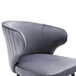 Langham Set Of 2 Grey Velvet Upholstered Carver Dining Chairs -Daals Store DCH 2143 GREY VEL 2P detail1