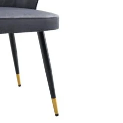 Langham Set Of 2 Grey Velvet Upholstered Carver Dining Chairs -Daals Store DCH 2143 GREY VEL 2P detail3