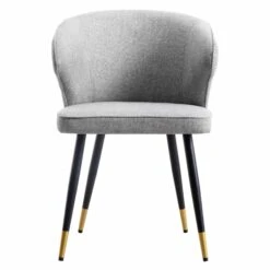 Langham Set Of 2 Grey Woven Fabric Carver Dining Chairs With Fluted Back 17 Langham Set Of 2 Grey Woven Fabric Carver Dining Chairs With Fluted Back -Daals Store DCH 2143 GREY WOV 2P WB2