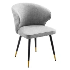 Langham Set Of 2 Grey Woven Fabric Carver Dining Chairs With Fluted Back 19 Langham Set Of 2 Grey Woven Fabric Carver Dining Chairs With Fluted Back -Daals Store DCH 2143 GREY WOV 2P WB3