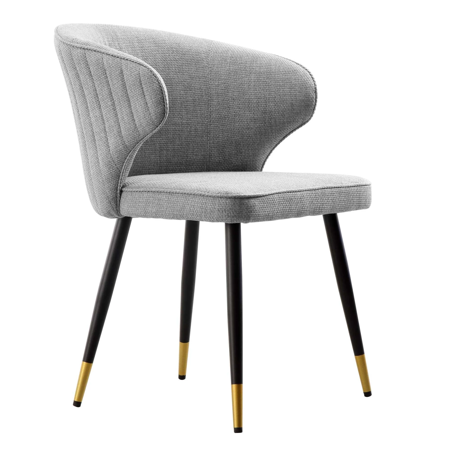 Langham Set Of 2 Grey Woven Fabric Carver Dining Chairs With Fluted Back 7 Langham Set Of 2 Grey Woven Fabric Carver Dining Chairs With Fluted Back - Image 7