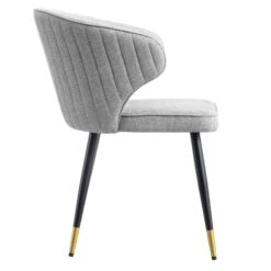 Langham Set Of 2 Grey Woven Fabric Carver Dining Chairs With Fluted Back 21 Langham Set Of 2 Grey Woven Fabric Carver Dining Chairs With Fluted Back -Daals Store DCH 2143 GREY WOV 2P WB5