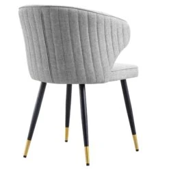 Langham Set Of 2 Grey Woven Fabric Carver Dining Chairs With Fluted Back 22 Langham Set Of 2 Grey Woven Fabric Carver Dining Chairs With Fluted Back -Daals Store DCH 2143 GREY WOV 2P WB6