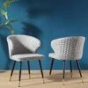 Langham Set Of 2 Grey Woven Fabric Carver Dining Chairs With Fluted Back 25 Langham Set Of 2 Grey Woven Fabric Carver Dining Chairs With Fluted Back -Daals Store DCH 2143 GREY WOV 2P main