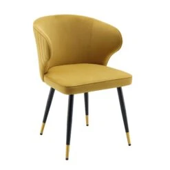 Langham Set Of 2 Mustard Velvet Upholstered Carver Dining Chairs 14 Langham Set Of 2 Mustard Velvet Upholstered Carver Dining Chairs -Daals Store DCH 2143 MUSTARD VEL 2P WB2
