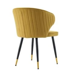 Langham Set Of 2 Mustard Velvet Upholstered Carver Dining Chairs 19 Langham Set Of 2 Mustard Velvet Upholstered Carver Dining Chairs -Daals Store DCH 2143 MUSTARD VEL 2P WB6