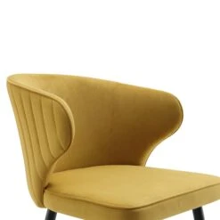 Langham Set Of 2 Mustard Velvet Upholstered Carver Dining Chairs 20 Langham Set Of 2 Mustard Velvet Upholstered Carver Dining Chairs -Daals Store DCH 2143 MUSTARD VEL 2P detail1