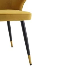 Langham Set Of 2 Mustard Velvet Upholstered Carver Dining Chairs 22 Langham Set Of 2 Mustard Velvet Upholstered Carver Dining Chairs -Daals Store DCH 2143 MUSTARD VEL 2P detail3