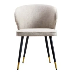 Langham Set Of 2 Oatmeal Woven Fabric Carver Dining Chairs With Fluted Back 19 Langham Set Of 2 Oatmeal Woven Fabric Carver Dining Chairs With Fluted Back -Daals Store DCH 2143 TAUPE WOV 2P WB3