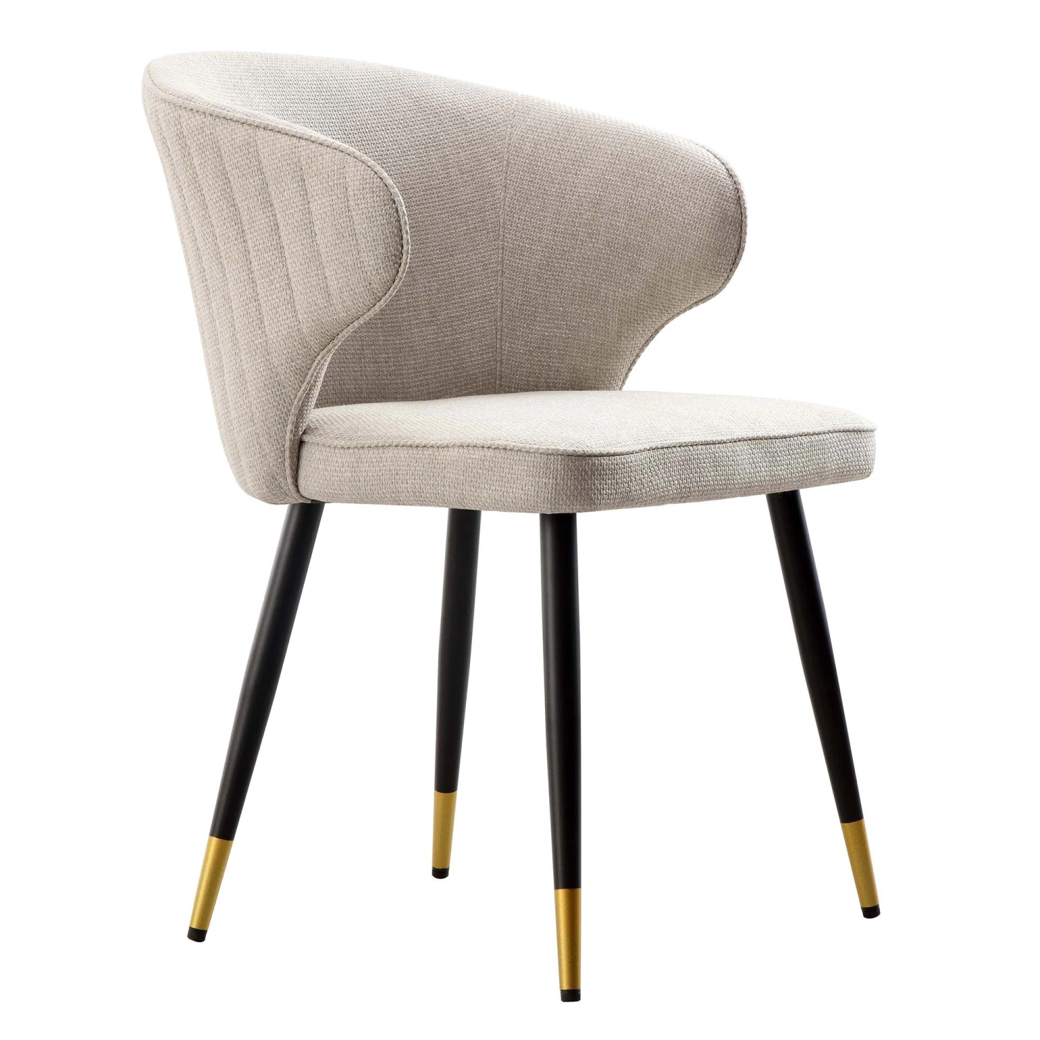 Langham Set Of 2 Oatmeal Woven Fabric Carver Dining Chairs With Fluted Back 7 Langham Set Of 2 Oatmeal Woven Fabric Carver Dining Chairs With Fluted Back - Image 7