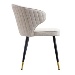 Langham Set Of 2 Oatmeal Woven Fabric Carver Dining Chairs With Fluted Back 21 Langham Set Of 2 Oatmeal Woven Fabric Carver Dining Chairs With Fluted Back -Daals Store DCH 2143 TAUPE WOV 2P WB5