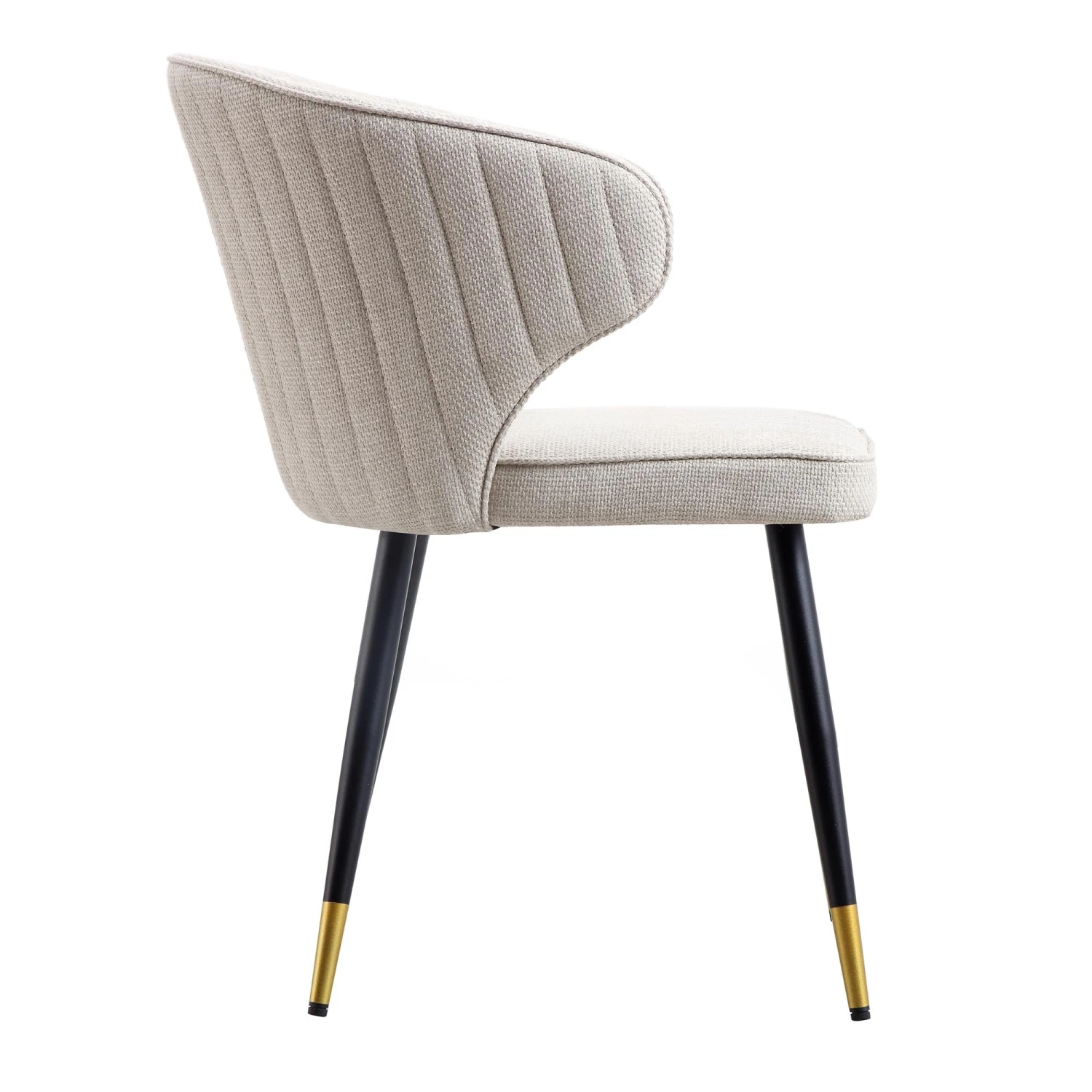 Langham Set Of 2 Oatmeal Woven Fabric Carver Dining Chairs With Fluted Back 8 Langham Set Of 2 Oatmeal Woven Fabric Carver Dining Chairs With Fluted Back - Image 8