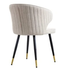 Langham Set Of 2 Oatmeal Woven Fabric Carver Dining Chairs With Fluted Back 22 Langham Set Of 2 Oatmeal Woven Fabric Carver Dining Chairs With Fluted Back -Daals Store DCH 2143 TAUPE WOV 2P WB6