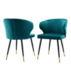 Langham Set Of 2 Teal Velvet Upholstered Carver Dining Chairs 13 Langham Set Of 2 Teal Velvet Upholstered Carver Dining Chairs -Daals Store DCH 2143 TEAL VEL 2P WB1