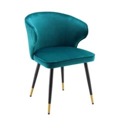 Langham Set Of 2 Teal Velvet Upholstered Carver Dining Chairs 14 Langham Set Of 2 Teal Velvet Upholstered Carver Dining Chairs -Daals Store DCH 2143 TEAL VEL 2P WB2