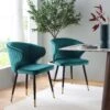 Langham Set Of 2 Teal Velvet Upholstered Carver Dining Chairs 19 Langham Set Of 2 Teal Velvet Upholstered Carver Dining Chairs -Daals Store DCH 2143 TEAL VEL 2P main