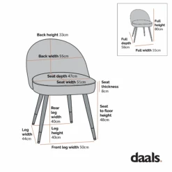 Miyae Set Of 2 Pleated Charcoal Velvet Upholstered Dining Chairs 15 Miyae Set Of 2 Pleated Charcoal Velvet Upholstered Dining Chairs -Daals Store DCH 2144 2P CHART 5