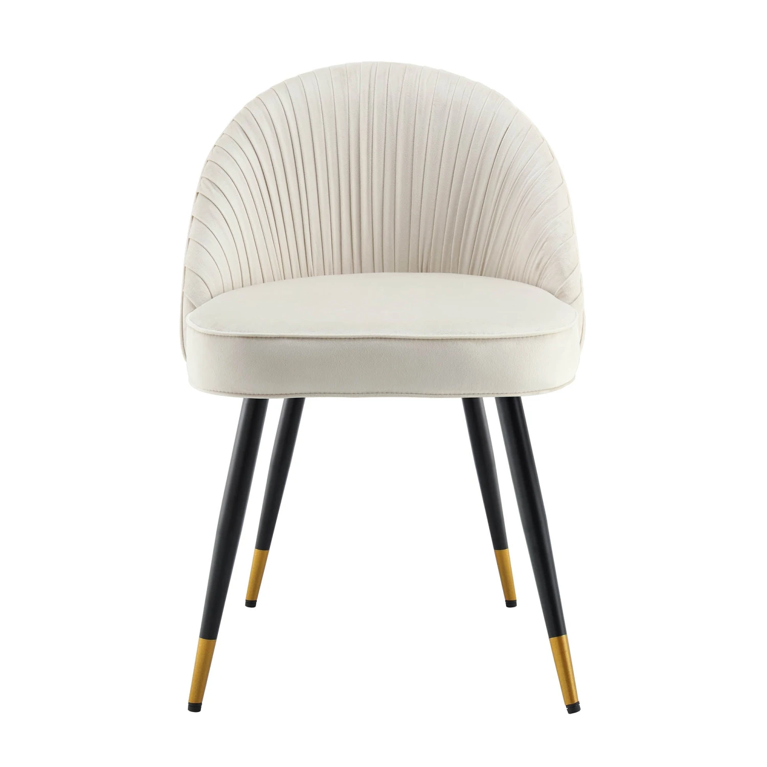 Miyae Set of 2 Champagne Velvet Dining Chairs β Handcrafted Pleated Backrest with Gold Tipped Legs 5 Miyae Set of 2 Champagne Velvet Dining Chairs β Handcrafted Pleated Backrest with Gold Tipped Legs - Image 5