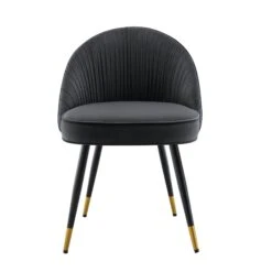 Miyae Set Of 2 Pleated Charcoal Velvet Upholstered Dining Chairs 14 Miyae Set Of 2 Pleated Charcoal Velvet Upholstered Dining Chairs -Daals Store DCH 2144 CHARCOAL VEL 2P WB2