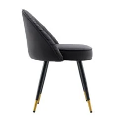 Miyae Set Of 2 Pleated Charcoal Velvet Upholstered Dining Chairs 18 Miyae Set Of 2 Pleated Charcoal Velvet Upholstered Dining Chairs -Daals Store DCH 2144 CHARCOAL VEL 2P WB5