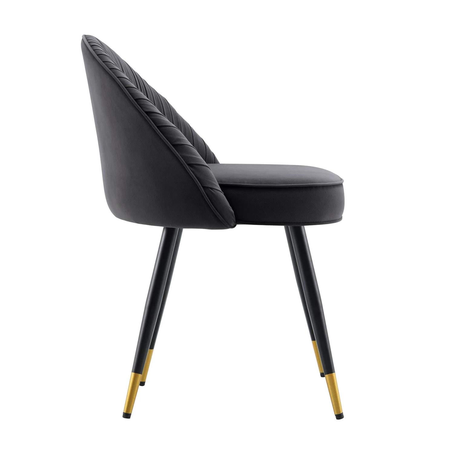 Miyae Set Of 2 Pleated Charcoal Velvet Upholstered Dining Chairs 7 Miyae Set Of 2 Pleated Charcoal Velvet Upholstered Dining Chairs - Image 7