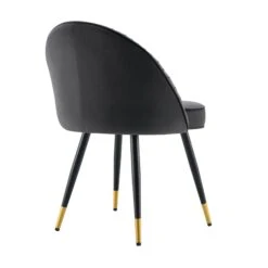 Miyae Set Of 2 Pleated Charcoal Velvet Upholstered Dining Chairs 19 Miyae Set Of 2 Pleated Charcoal Velvet Upholstered Dining Chairs -Daals Store DCH 2144 CHARCOAL VEL 2P WB6