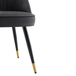 Miyae Set Of 2 Pleated Charcoal Velvet Upholstered Dining Chairs 22 Miyae Set Of 2 Pleated Charcoal Velvet Upholstered Dining Chairs -Daals Store DCH 2144 CHARCOAL VEL 2P detail3