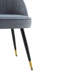 Miyae Light Grey Velvet Pleated Dining Chairs (Set of 2) β Modern Upholstered Seating with Gold Tipped Legs 22 Miyae Light Grey Velvet Pleated Dining Chairs (Set of 2) β Modern Upholstered Seating with Gold Tipped Legs -Daals Store DCH 2144 LIGHTGREY VEL 2P detail3
