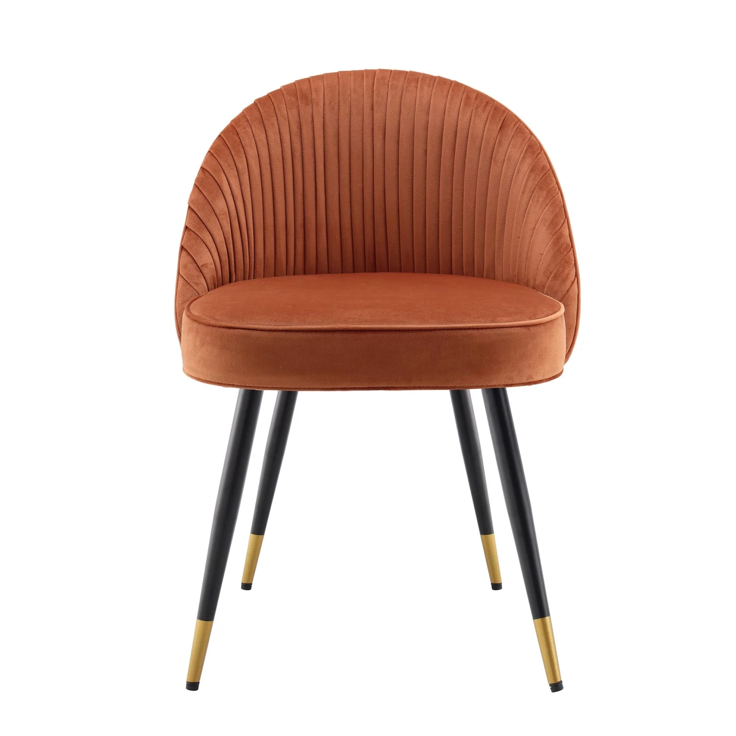 Miyae Set Of 2 Pleated Burnt Orange Velvet Upholstered Dining Chairs 5 Miyae Set Of 2 Pleated Burnt Orange Velvet Upholstered Dining Chairs - Image 5