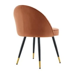 Miyae Set Of 2 Pleated Burnt Orange Velvet Upholstered Dining Chairs 19 Miyae Set Of 2 Pleated Burnt Orange Velvet Upholstered Dining Chairs -Daals Store DCH 2144 ORANGE VEL 2P WB6