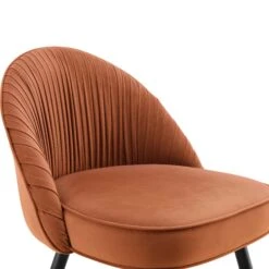 Miyae Set Of 2 Pleated Burnt Orange Velvet Upholstered Dining Chairs 20 Miyae Set Of 2 Pleated Burnt Orange Velvet Upholstered Dining Chairs -Daals Store DCH 2144 ORANGE VEL 2P detail1