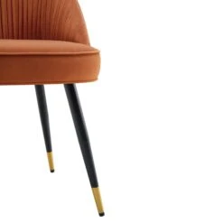 Miyae Set Of 2 Pleated Burnt Orange Velvet Upholstered Dining Chairs 22 Miyae Set Of 2 Pleated Burnt Orange Velvet Upholstered Dining Chairs -Daals Store DCH 2144 ORANGE VEL 2P detail3