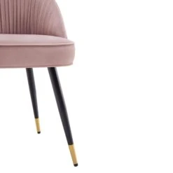 Miyae Set Of 2 Pleated Pale Pink Velvet Upholstered Dining Chairs 22 Miyae Set Of 2 Pleated Pale Pink Velvet Upholstered Dining Chairs -Daals Store DCH 2144 PINK VEL 2P detail3