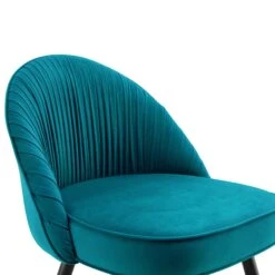 Miyae Teal Velvet Pleated Dining Chairs with Gold Tipped Black Legs - Set of 2 -Daals Store DCH 2144 TEAL VEL 2P detail1