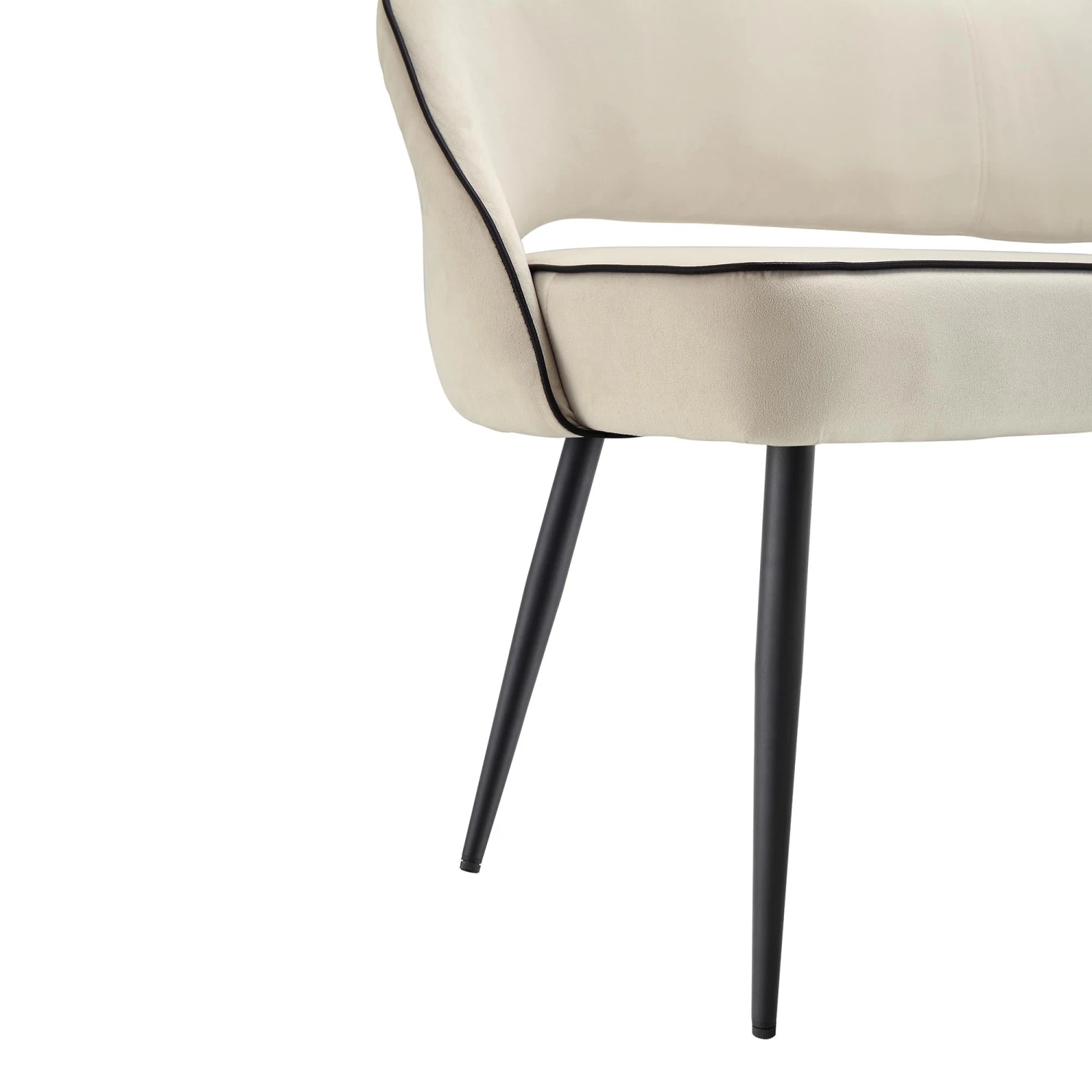 Oakley Champagne Velvet Upholstered 3 Seater Dining Bench With Contrast Piping 12 Oakley Champagne Velvet Upholstered 3 Seater Dining Bench With Contrast Piping - Image 12