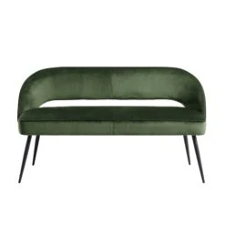 Oakley Dark Green Velvet Upholstered 3 Seater Dining Bench With Contrast Piping 14 Oakley Dark Green Velvet Upholstered 3 Seater Dining Bench With Contrast Piping -Daals Store DCH 2147 DARKGREEN VEL WB1