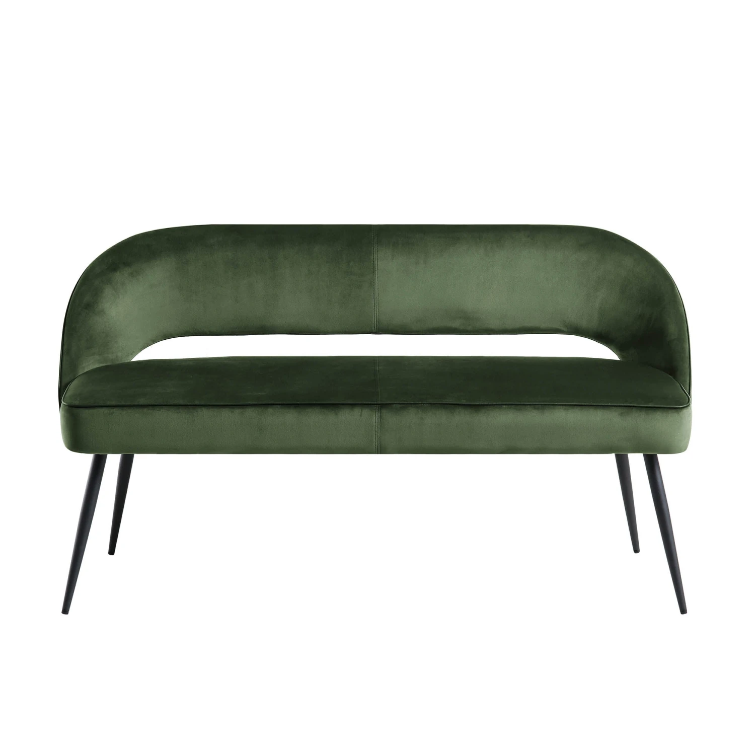 Oakley Dark Green Velvet Upholstered 3 Seater Dining Bench With Contrast Piping 3 Oakley Dark Green Velvet Upholstered 3 Seater Dining Bench With Contrast Piping - Image 3