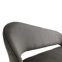 Oakley Dark Grey Velvet 3-Seater Dining Bench – Curved Back with Black Contrast Piping -Daals Store DCH 2147 GREY VEL detail1