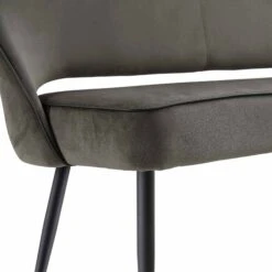 Oakley Dark Grey Velvet 3-Seater Dining Bench – Curved Back with Black Contrast Piping -Daals Store DCH 2147 GREY VEL detail2