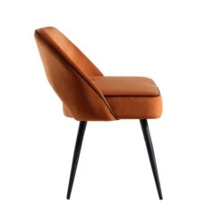 Oakley Orange Velvet Upholstered 3 Seater Dining Bench With Contrast Piping -Daals Store DCH 2147 ORANGE VEL WB3